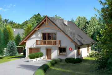  Projekt domu przy Wiązowej 2 (KRK1227) - projekt domu parterowego z poddaszem - Zdjęcie 1