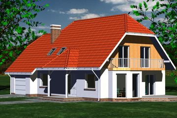 Projekt domu 221 (BBF1033) - projekt domu parterowego z poddaszem - Zdjęcie 1