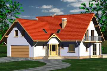  Projekt domu 225 (BBF1037) - projekt domu parterowego z poddaszem - Zdjęcie 1