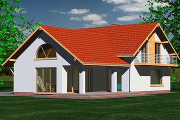  Projekt domu 233 (BBF1045) - projekt domu parterowego z poddaszem - Zdjęcie 1