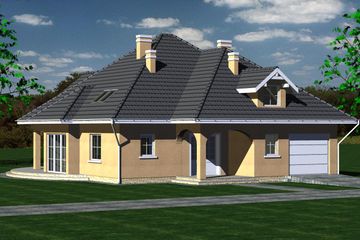  Projekt domu 235 (BBF1047) - projekt domu parterowego z poddaszem - Zdjęcie 1