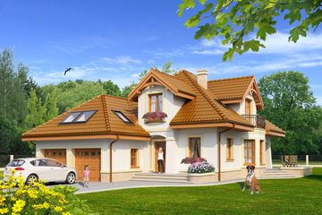  Projekt domu pod jaskółką (KRS1000) - projekt domu parterowego z poddaszem - Zdjęcie 1