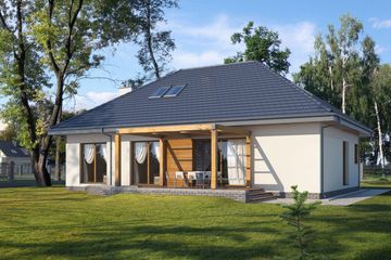  Projekt domu E-129 (WAX1030) - projekt domu parterowego z poddaszem - Zdjęcie 2