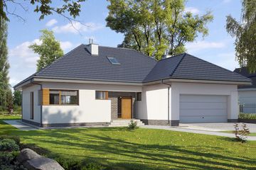  Projekt domu E-129 (WAX1030) - projekt domu parterowego z poddaszem - Zdjęcie 1