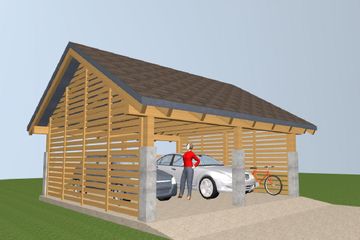  Projekt wiaty garażowej Wiata S2 (KRS1001) - projekt wiaty parterowego - Zdjęcie 1