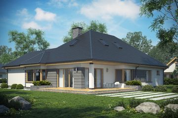 Projekt domu D152B - parterowy dom o powierzchni 119,31 m², dach kopertowy - ujęcie 2