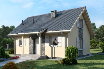  Projekt domu D67 - Paulinka wersja drewniana (WAI1206) - projekt domu parterowego z poddaszem - Zdjęcie 1