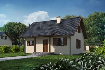  Projekt domu D67 - Paulinka I wersja drewniana (WAI1244) - projekt domu parterowego z poddaszem - Zdjęcie 1