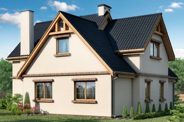 Projekt domu D130 - Antek - parterowy z poddaszem dom o powierzchni 160,45 m², dach czterospadowy - ujęcie 2