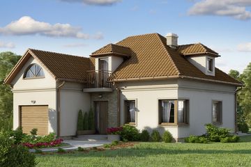  Projekt domu D48 - Mirosław II (WAI1205) - projekt domu parterowego z poddaszem - Zdjęcie 1