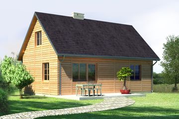  Projekt domu D80 - Filip wersja drewniana (WAI1223) - projekt domu parterowego z poddaszem - Zdjęcie 2
