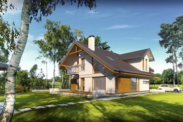 Projekt domu Wiktor - parterowy z poddaszem dom o powierzchni 187,60 m², dach dwuspadowy - ujęcie 2