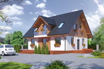  Projekt domu Gryfów (KRP1579) - projekt domu parterowego z poddaszem - Zdjęcie 1