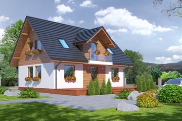  Projekt domu Gryfów (KRP1579) - projekt domu parterowego z poddaszem - Zdjęcie 2