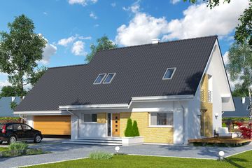  Projekt domu Azuryt 4 (BSA2007) - projekt domu parterowego z poddaszem - Zdjęcie 1