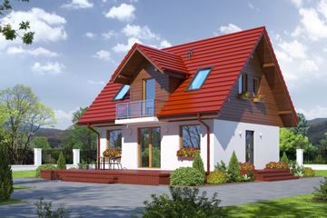  Projekt domu Grabów (KRP1584) - projekt domu parterowego z poddaszem - Zdjęcie 1