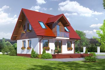  Projekt domu Grabów (KRP1584) - projekt domu parterowego z poddaszem - Zdjęcie 2