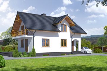  Projekt domu Osiek wąski 9-01 (KRP1588) - projekt domu parterowego z poddaszem - Zdjęcie 1