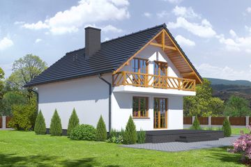  Projekt domu Osiek wąski 9-01 (KRP1588) - projekt domu parterowego z poddaszem - Zdjęcie 2