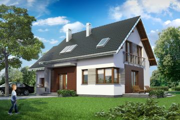  Projekt domu Malina Alfa - murowana – silikaty (KRD2566) - projekt domu parterowego z poddaszem - Zdjęcie 1