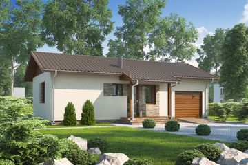  Projekt domu D51 - Justyna z garażem (WAI1305) - projekt domu parterowego - Zdjęcie 1