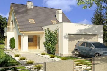  Projekt domu Azyl wersja A z wykuszem paliwo stałe (WRD2018) - projekt domu parterowego z poddaszem - Zdjęcie 1