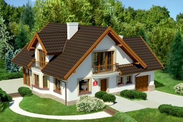  Projekt domu przy Pomarańczowej 2 (KRK1374) - projekt domu parterowego z poddaszem - Zdjęcie 1