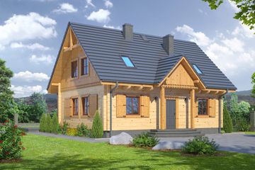  Projekt domu Hoczew średnia 11dw (KRP1591) - projekt domu parterowego z poddaszem - Zdjęcie 1