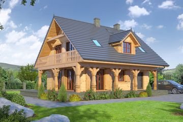  Projekt domu mazurski 3dw (KRP1592) - projekt domu parterowego z poddaszem - Zdjęcie 1