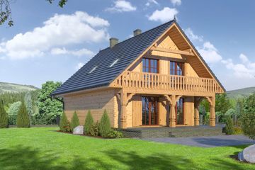  Projekt domu mazurski 3dw (KRP1592) - projekt domu parterowego z poddaszem - Zdjęcie 2