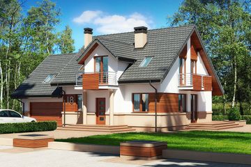 Projekt domu Puchatek N 2G (BSB1097) - projekt domu parterowego z poddaszem - Zdjęcie 1