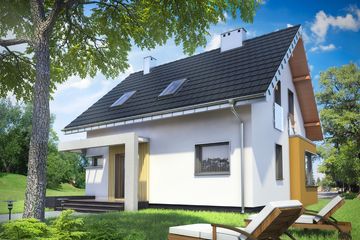 Projekt domu Liza Karo (1454) - parterowy z poddaszem dom o powierzchni 93,20 m², dach dwuspadowy - ujęcie 2