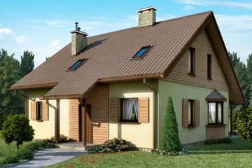  Projekt domu D03 - Eluńka wersja drewniana (WAI1327) - projekt domu parterowego z poddaszem - Zdjęcie 1