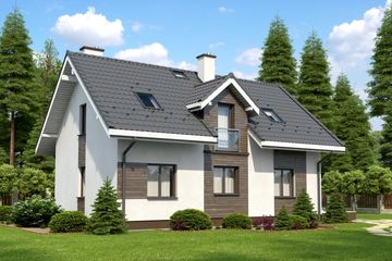  Projekt domu Bianco Termo (KRH1349) - projekt domu parterowego z poddaszem - Zdjęcie 2