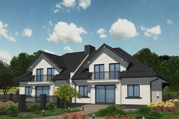 Projekt domu APS 215 - parterowy z poddaszem dom o powierzchni 144,70 m², dach kopertowy - ujęcie 2