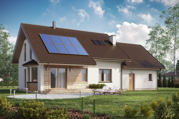  Projekt domu D186 - wersja drewniana (WAI1330) - projekt domu parterowego z poddaszem - Zdjęcie 2