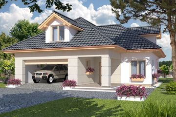  Projekt domu Leszczyna wersja A (WRD2064) - projekt domu parterowego z poddaszem - Zdjęcie 1