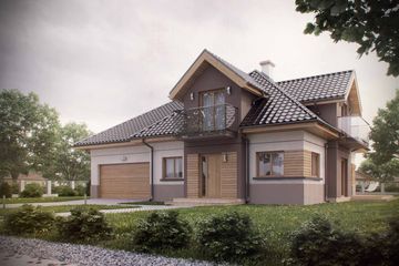  Projekt domu D211 (WAI1335) - projekt domu parterowego z poddaszem - Zdjęcie 1