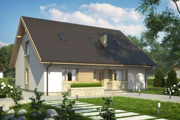  Projekt domu D214 (WAI1336) - projekt domu parterowego z poddaszem - Zdjęcie 1