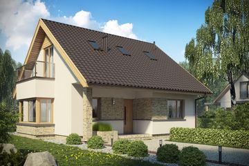  Projekt domu D144E (WAI1344) - projekt domu parterowego z poddaszem - Zdjęcie 1