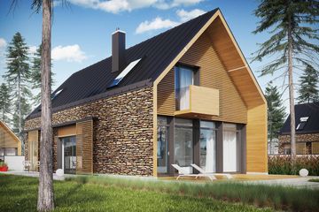 Projekt domu EX 15 II soft - parterowy z poddaszem dom o powierzchni 152,07 m², dach dwuspadowy, koszt budowy 426 000 zł - ujęcie frontu