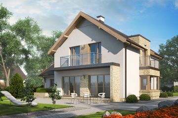 Projekt domu D156A - parterowy z poddaszem dom o powierzchni 135,76 m², dach dwuspadowy - ujęcie 2