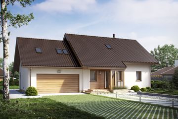  Projekt domu D186A - wersja drewniana (WAI1346) - projekt domu parterowego z poddaszem - Zdjęcie 1