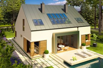 Projekt domu EX 9 G1 soft (wersja A) - parterowy z poddaszem dom o powierzchni 162,19 m², dach dwuspadowy - ujęcie 3