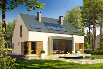 Projekt domu EX 9 G1 soft (wersja A) - parterowy z poddaszem dom o powierzchni 162,19 m², dach dwuspadowy - ujęcie 2