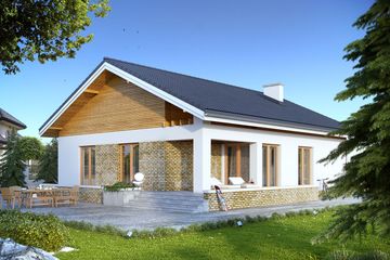 Projekt domu As 3 - parterowy dom o powierzchni 123,33 m², dach dwuspadowy - ujęcie 2