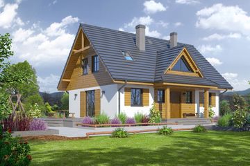  Projekt domu Jurkowo średnie mc (KRP1609) - projekt domu parterowego z poddaszem - Zdjęcie 1