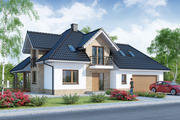  Projekt domu Meander 2 (WRW1222) - projekt domu parterowego z poddaszem - Zdjęcie 1