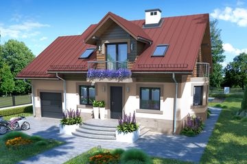  Projekt domu w Oregonie 3 (KRN1059) - projekt domu parterowego z poddaszem - Zdjęcie 1