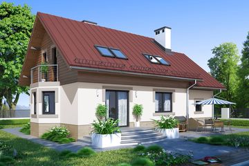  Projekt domu w Oregonie 3 (KRN1059) - projekt domu parterowego z poddaszem - Zdjęcie 2